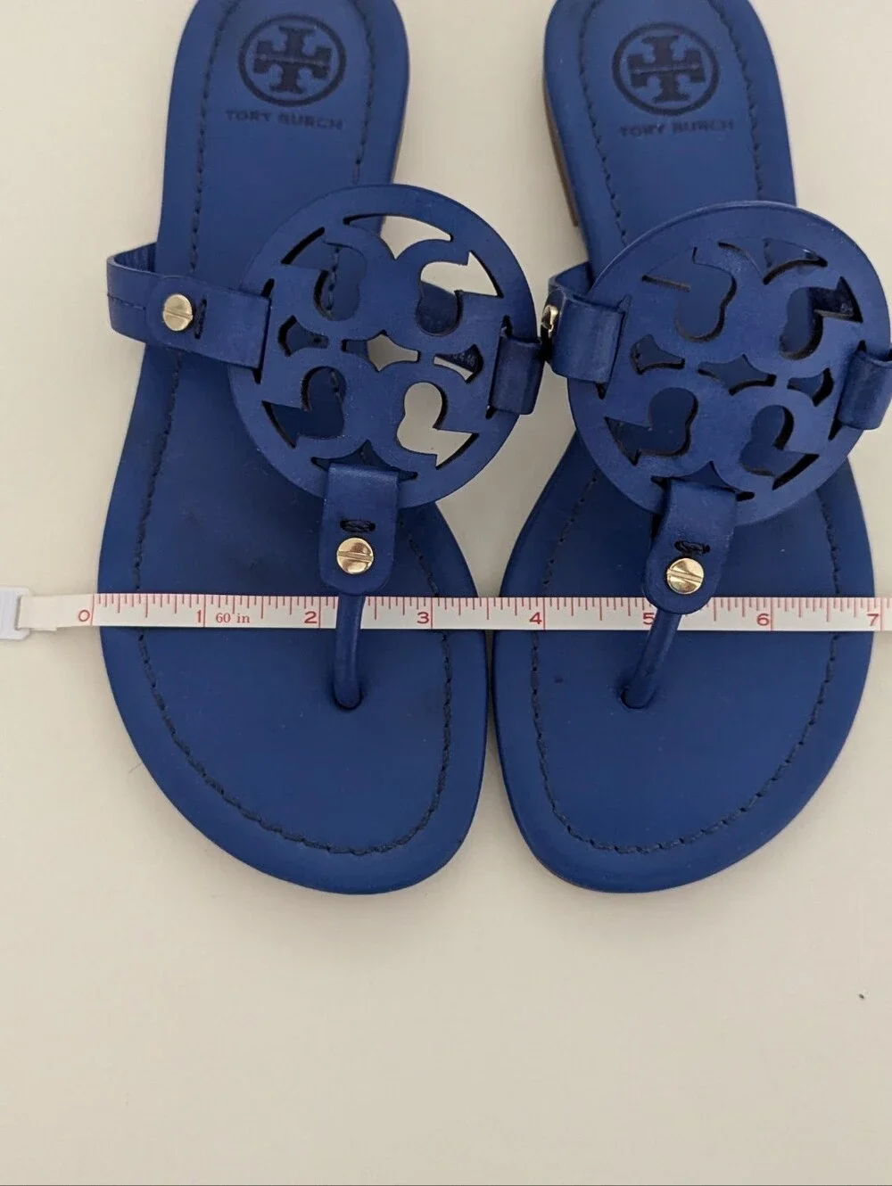 Tory Burch Miller Sandal In Blue Leather Size 5.5